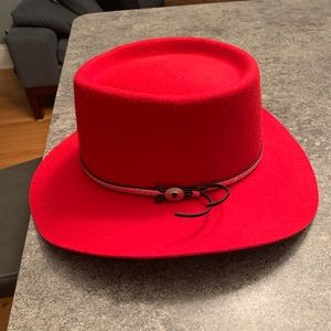 Beautiful red felt cowboy hat